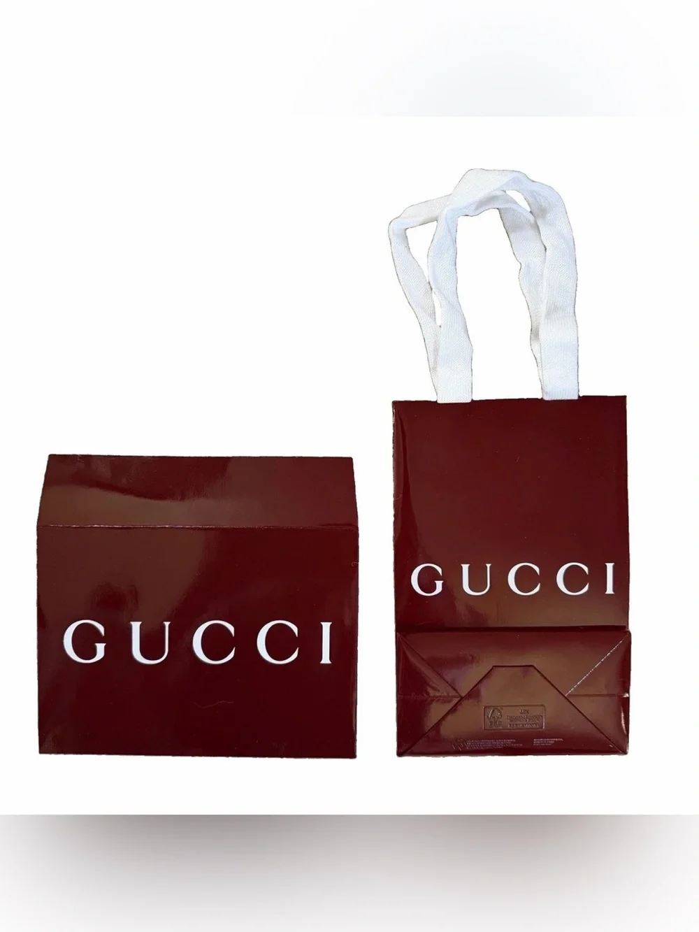 GUCCI Authentic Gift Bag & Envelope Red Burgundy White Logo Small Luxury Packagi